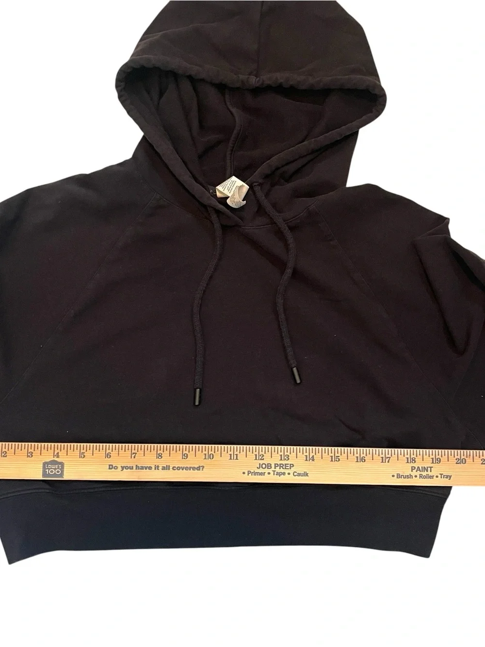 Alo Yoga Cropped Double Take Hoodie Pullover Small Black French Terry Relaxed